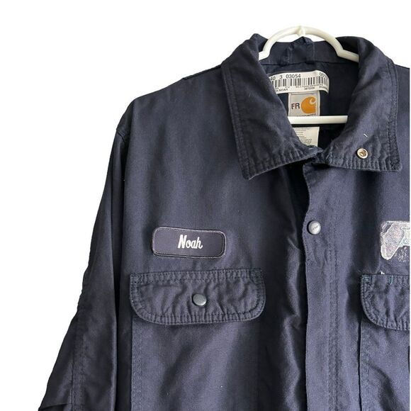 Carhartt Men's Flame Resistant Unlined Coverall Dark Blue Size Medium EUC 1 0449 - Picture 9 of 14